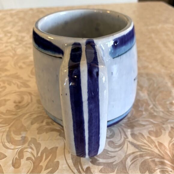 Signed Mexican Talavera Coffee Mug Multi Blue Flowers Floral Cup Gorgeous - Picture 4 of 7